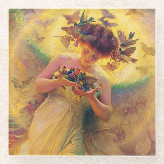 “Angel of the Birds” by Franz Dvorak ガラスコースター (正面)