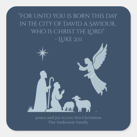 Angel of the Lord Sticker – Nativity Shepherd  スクエアシール (正面)
