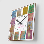 Angel Photo Collage Love Family Wanduhr スクエア壁時計 (傾斜)