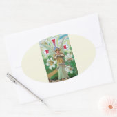 Angel Praying 楕円形シール (封筒)