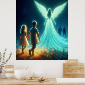Angel Protecting Two Small Children in the Night ポスター (キッチン)