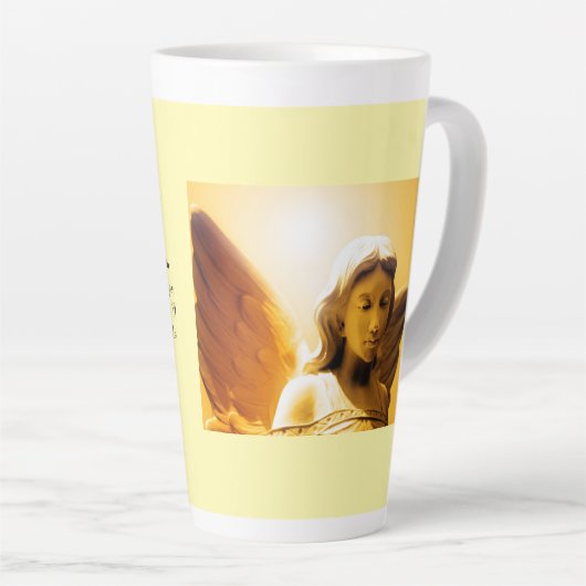 Angel Serenity Prayer Yellow Gold Orange Latte Mug カフェラテマグ (右アングル)