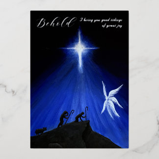 Angel & Shepherds Christmas Card (Foil Lettering) 箔シーズンカード