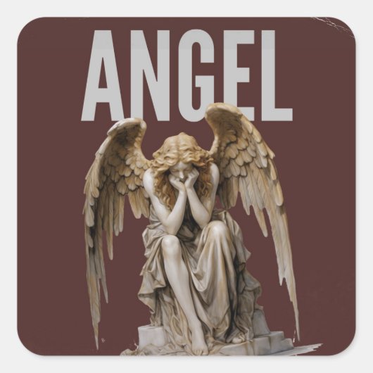 Angel Statue Kiss-Cut Vinyl Decal スクエアシール (正面)