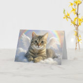 Angel Tabby Cat for Pet Loss カード (黄色い花)