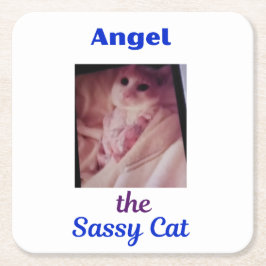 Angel the Sassy Cat Paw Cat Coasters スクエアペーパーコースター