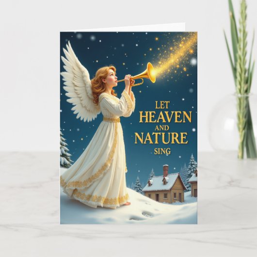 Angel Trumpet Christmas Card Let Heaven and Nature カード (正面)