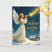 Angel Trumpet Christmas Card Let Heaven and Nature カード (黄色い花)