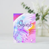 Angel Wing Shine Butterfly Watercolor Affirmation ポストカード (スタンド正面)