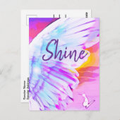 Angel Wing Shine Butterfly Watercolor Affirmation ポストカード (正面/裏面)