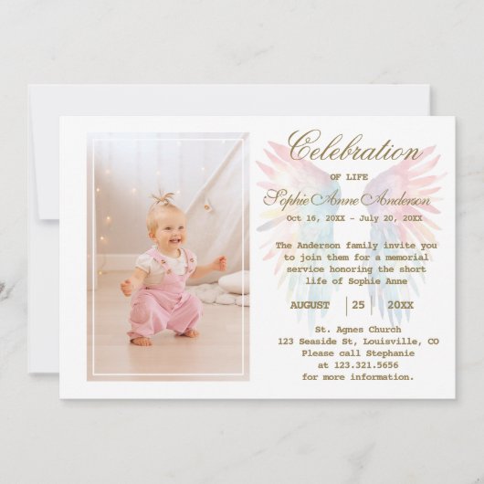 Angel Wingsお祝いのLife Photomemory 招待状 (正面)