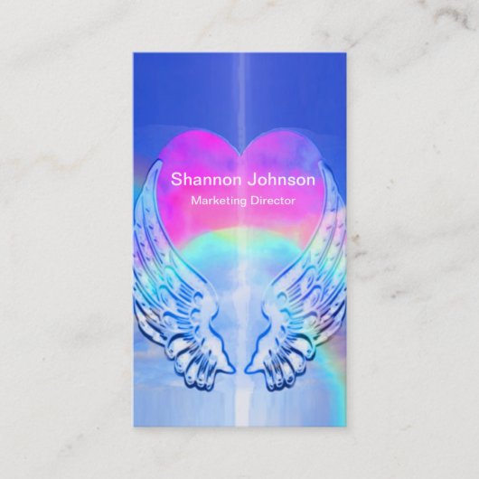 Angel Wings 包まれた a のまわりにハート名刺 名刺 (正面)