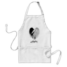 ANGEL WINGS HEART Black+White Only Half Evil Funny スタンダードエプロン