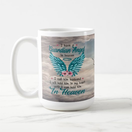 Angel Wings Husband Memorial Custom Mug コーヒーマグカップ (左)