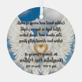 Angel Wings Memorial Design with Golden Heart  ガラスオーナメント (裏面)