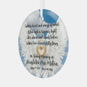 Angel Wings Memorial Design with Golden Heart  ガラスオーナメント (正面左)