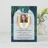 Angel Wings Palm Leaves Photo Celebration Of Life 招待状 (スタンド正面)