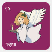 Angel With Candle Gift Sticker スクエアシール (正面)