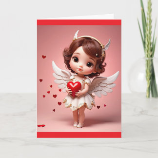 Angel With Heart Valentine Greeting Card カード