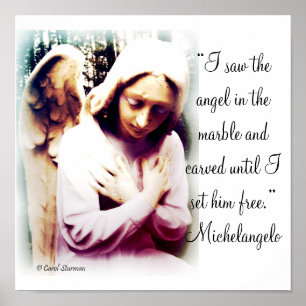 Angel with Michelangelo quote Print ポスター