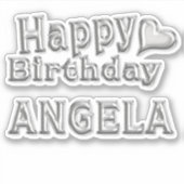 Angela Happy Birthday silver Aufkleber Sticker シール (正面)