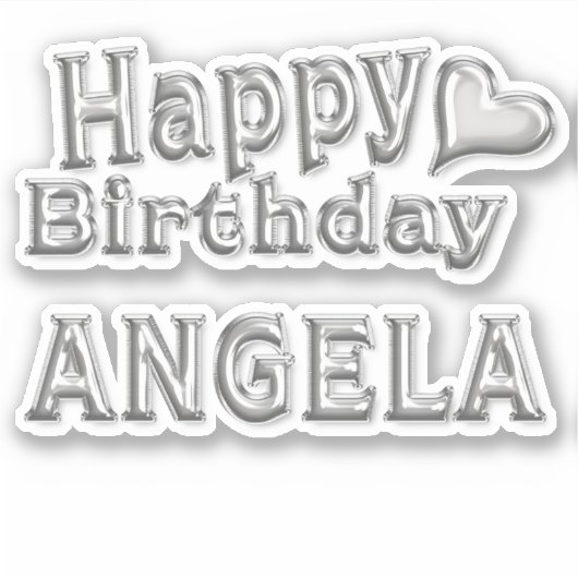 Angela Happy Birthday silver Aufkleber Sticker シール (正面)