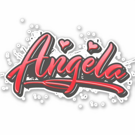 Angela red Heart Graffiti Aufkleber Sticker シール (正面)