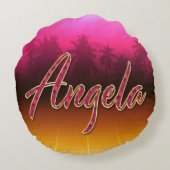 Angela Vorname Name golden pink Kissen ラウンドクッション (裏面)