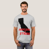 ANGELENO STRONG Red Blk CA無地のハート Tシャツ (正面フル)