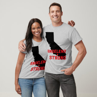 ANGELENO STRONG Red Blk CA無地のハート Tシャツ