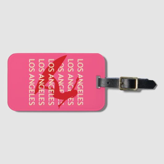 Angeles Travel Art，カリフォルニア，トラベルアート，ピンク ラゲッジタグ (正面横)