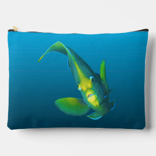 Angelfish – グラデーション青の背景のエレガンス アクセサリーポーチ