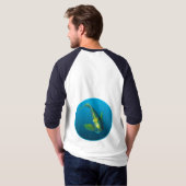 Angelfish – グラデーション青の背景のデザイン | tシャツ (裏面フル)