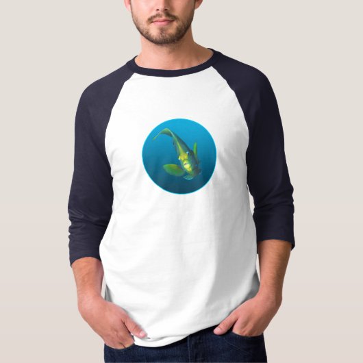 Angelfish – グラデーション青の背景のデザイン | tシャツ (正面)