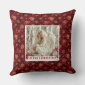 Angelic Angel Poinsettia Red Gold Festive Christma クッション (裏面)