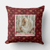 Angelic Angel Poinsettia Red Gold Festive Christma クッション (正面)
