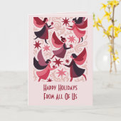 Angelic Figures Mid-Century Modern Kitschmas カード (黄色い花)