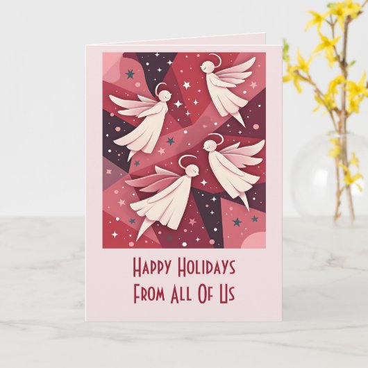 Angelic Figures Mid-Century Modern Kitschmas カード (黄色い花)