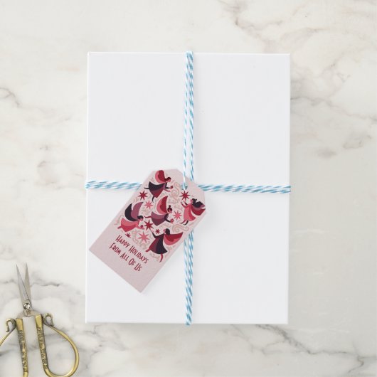 Angelic Figures Mid-Century Modern Kitschmas ギフトタグ (より糸付き)