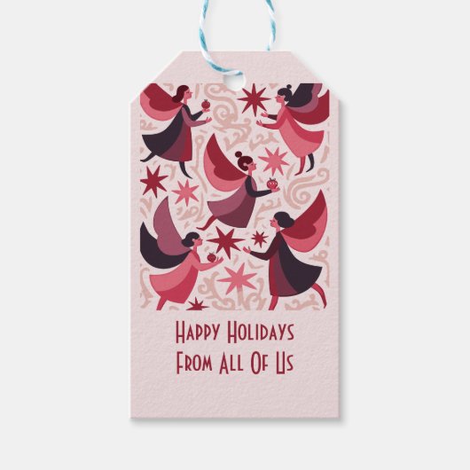 Angelic Figures Mid-Century Modern Kitschmas ギフトタグ (正面)