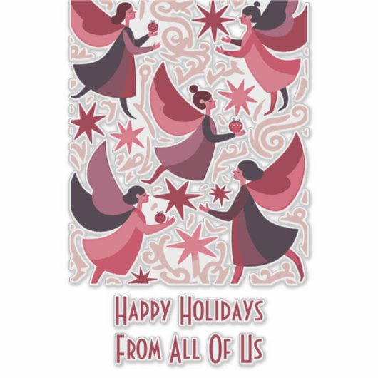 Angelic Figures Mid-Century Modern Kitschmas シール (正面)