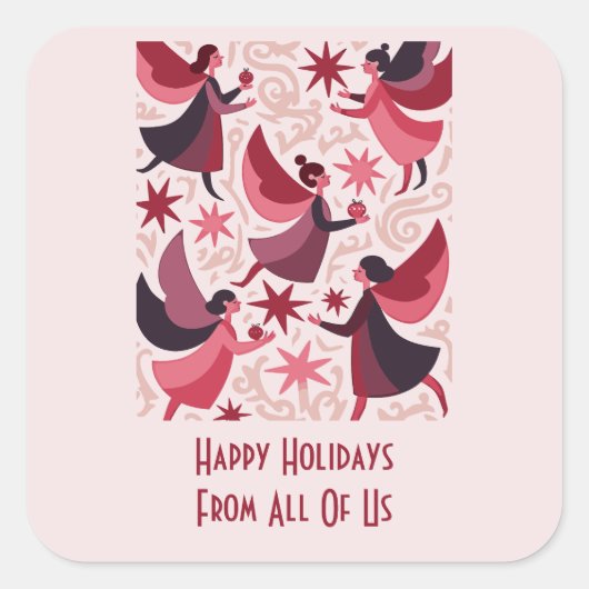 Angelic Figures Mid-Century Modern Kitschmas スクエアシール (正面)