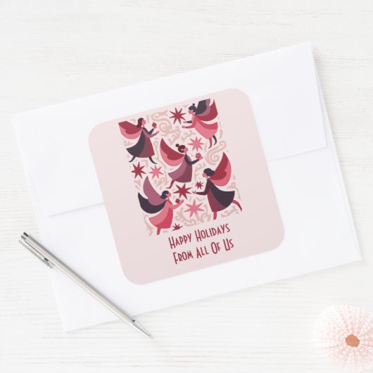 Angelic Figures Mid-Century Modern Kitschmas スクエアシール (封筒)