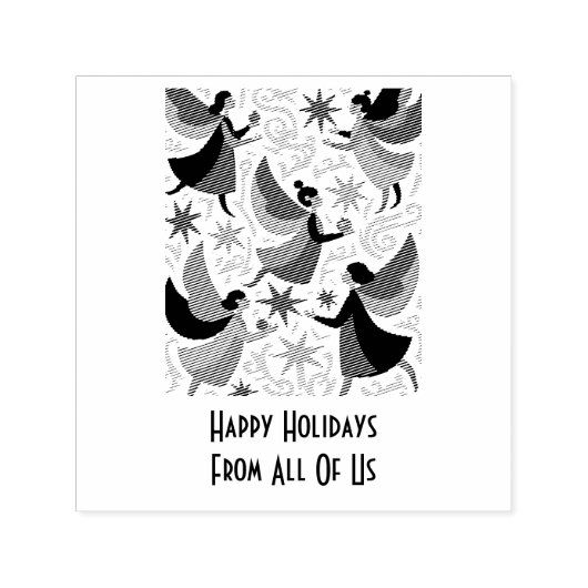 Angelic Figures Mid-Century Modern Kitschmas セルフインキングスタンプ (デザイン)