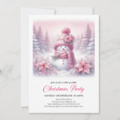 Angelic Pink Snowman Digital Christmas Invitation 招待状 (正面)