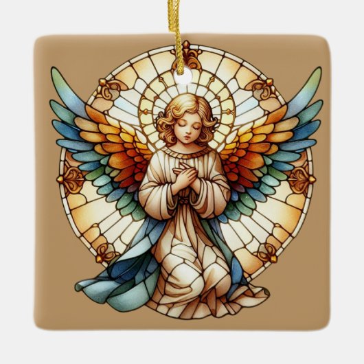 Angelic Stained Glass Reversible セラミックオーナメント (正面)