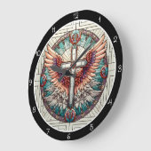 Angelic Winged Cross ラージ壁時計 (傾斜)