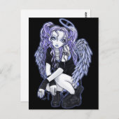 Angelinaのゴシック様式すみれ色の天使の妖精の郵便はがき ポストカード (正面/裏面)