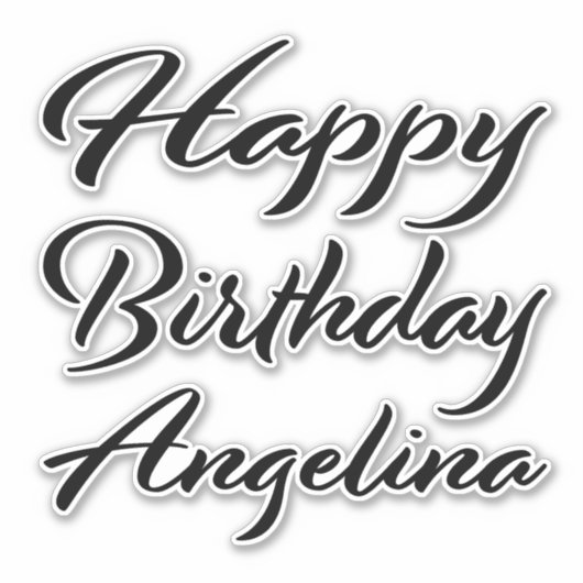 Angelina Name Vorname black Sticker Geburtstag シール (正面)