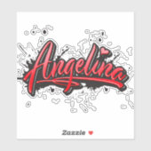 Angelina red Heart Graffiti Aufkleber Sticker シール (シート)